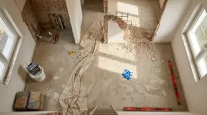 Vista cenital de piso de 70 metros cuadrados en plena reforma integral — precio reforma 70m2 2026