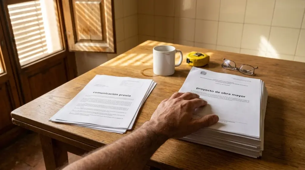 Documentos de licencia de obra mayor y menor sobre mesa — diferencia obras mayores y menores